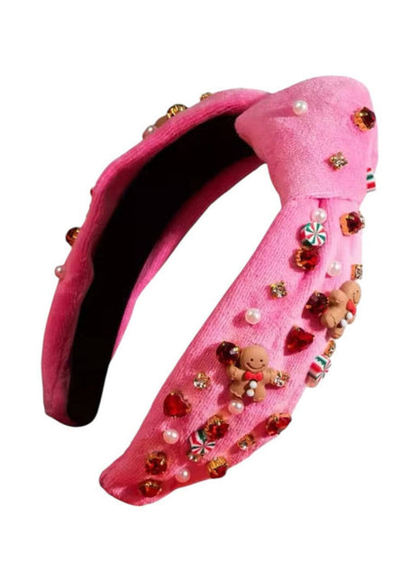 Lola And The Boys Gingerbread and Pearl Decor Headband - Pink