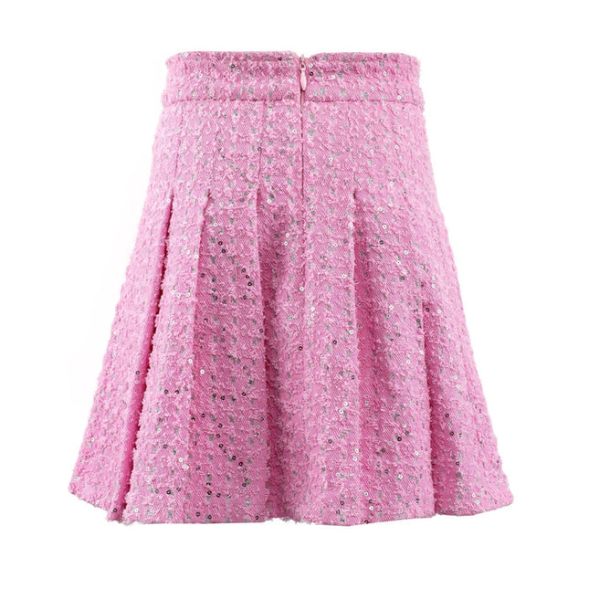 Lola And The Boys Pink Denim Sparkle Pleated Skirt Back 