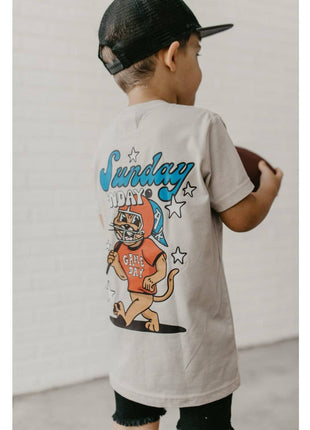 Model Wearing AK Clothing Company, LLC Sunday Funday - Graphic Tee