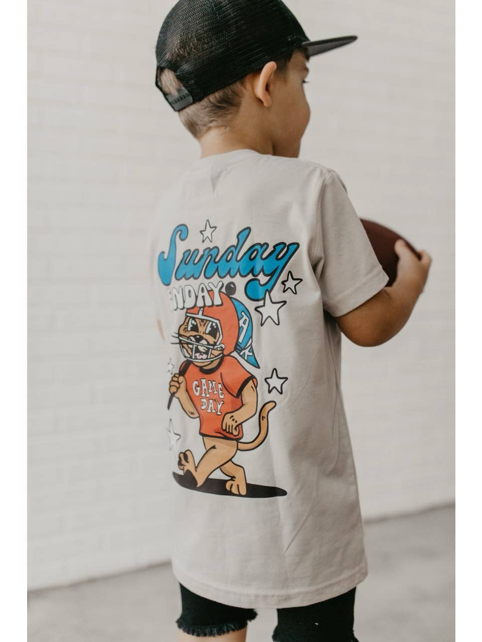 Model Wearing AK Clothing Company, LLC Sunday Funday - Graphic Tee