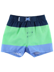 Rufflebutts + Ruggedbutts Boys Mint & Blue Color Block Swim Trunks Front