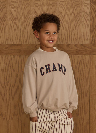 Model Wearing Rylee + Cru Oversized Sweatshirt || Champ