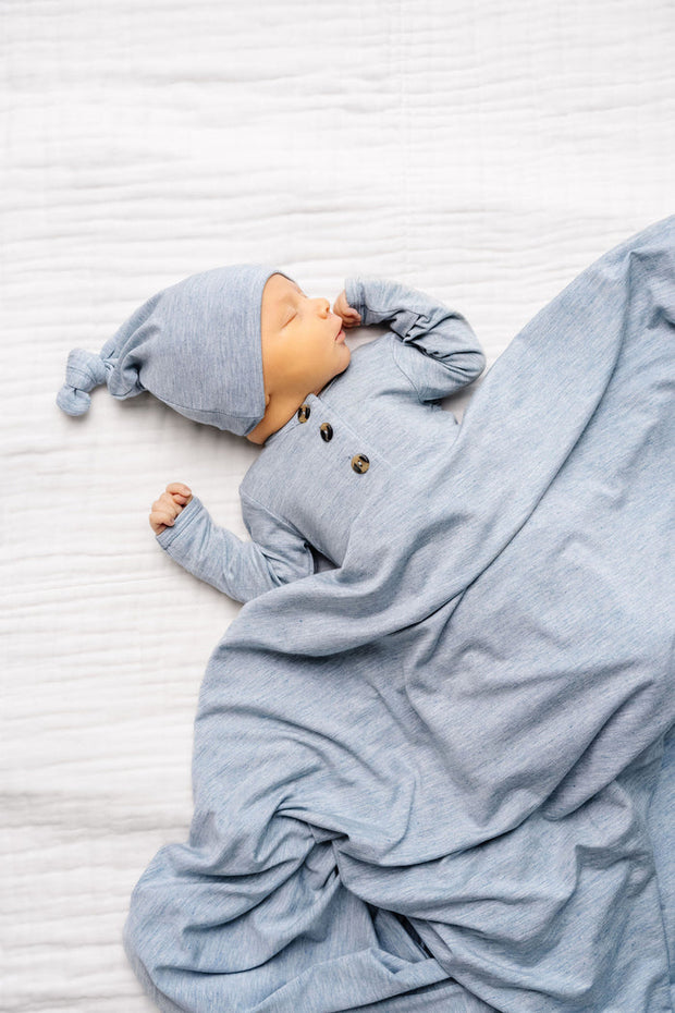 Model Wearing Lou & Lou & Company Crew Knotted Gown