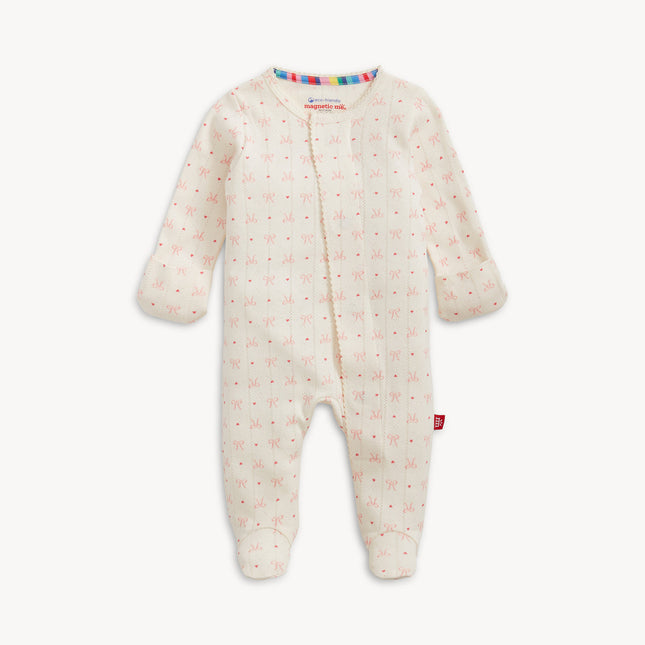 Magnetic Me Heart & Bow Pointelle Magnetic Footie