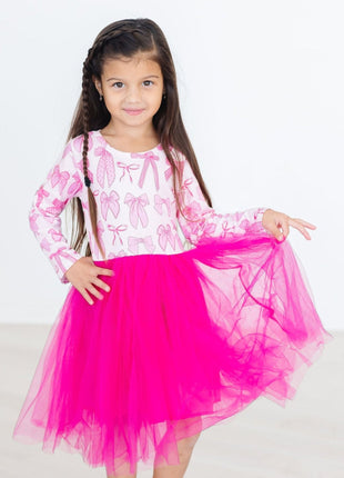 Model Wearing Mila & Rose Pretty in Pink Long Sleeve Tutu Dress