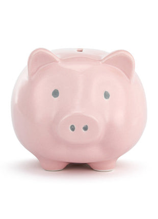 Demdaco Pink Ceramic Classic Piggy Bank - 7x5.5x6in