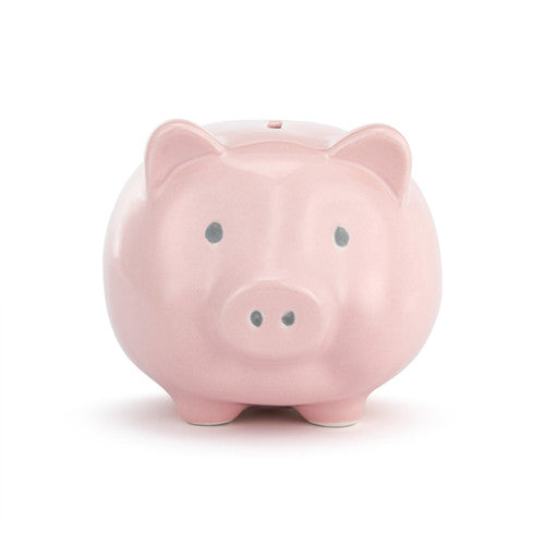 Demdaco Pink Ceramic Classic Piggy Bank - 7x5.5x6in