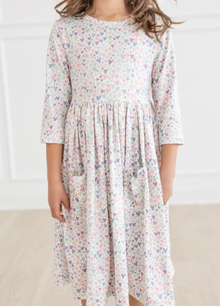 Model Wearing Mila & Rose One in a Million 3/4 Sleeve Pocket Twirl Dress