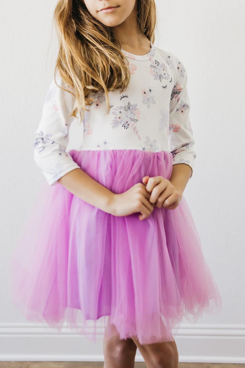 Model Wearing Mila & Rose Lilac Unicorn Dream Tutu Dress
