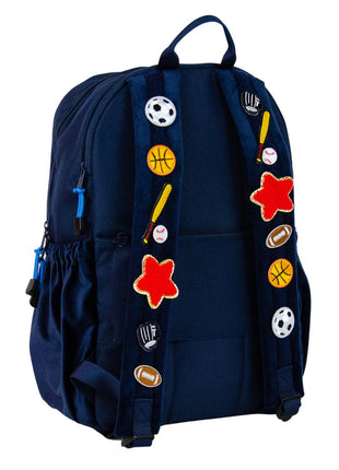 Becco Bags Large Becco Backpack – Navy (back with patches)