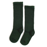 Little Stocking Co. Scalloped Fancy Knee High Socks - Forest