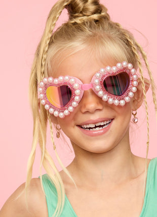 Model Wearing Super Smalls Heartfelt Super Goggles