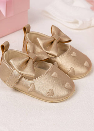 Kids Charm Online Metallic Gold Infant Shoes with Velcro. HMZ161G