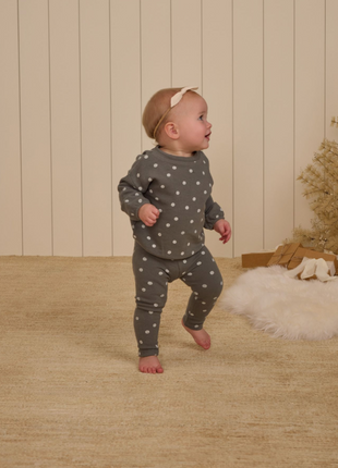Baby wearing Rylee + Cru Spongey Polka Dot Knit Set 