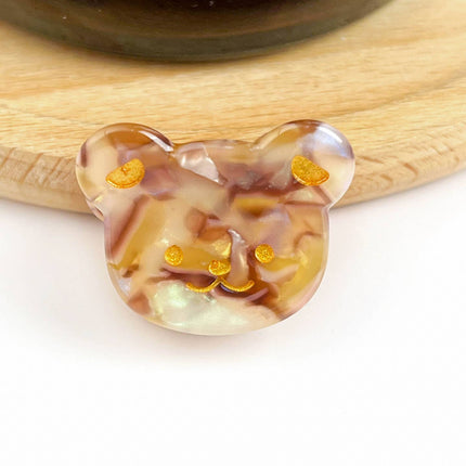 My Diva Soap Cute Bear Head Mini Claw Clip, Acetate Children's Hair Clip - Coffee