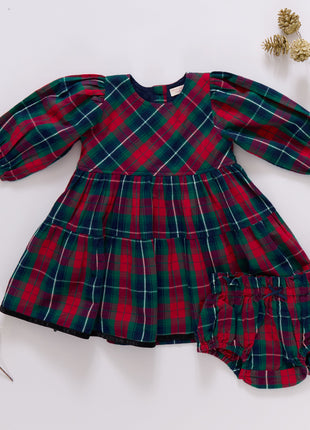 Pink Chicken Baby Girls Maribelle Dress Set - Red Tartan