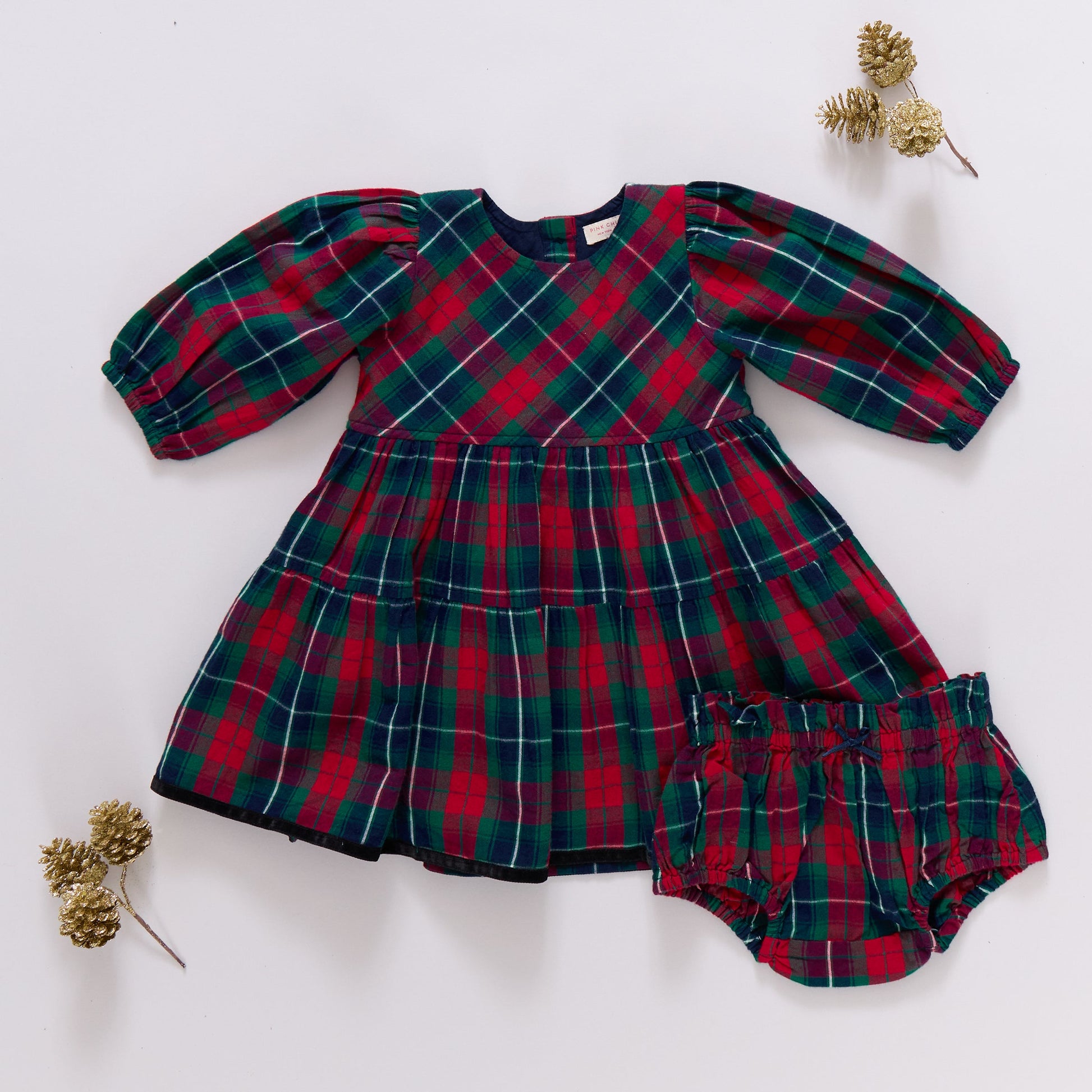 Pink Chicken Baby Girls Maribelle Dress Set - Red Tartan