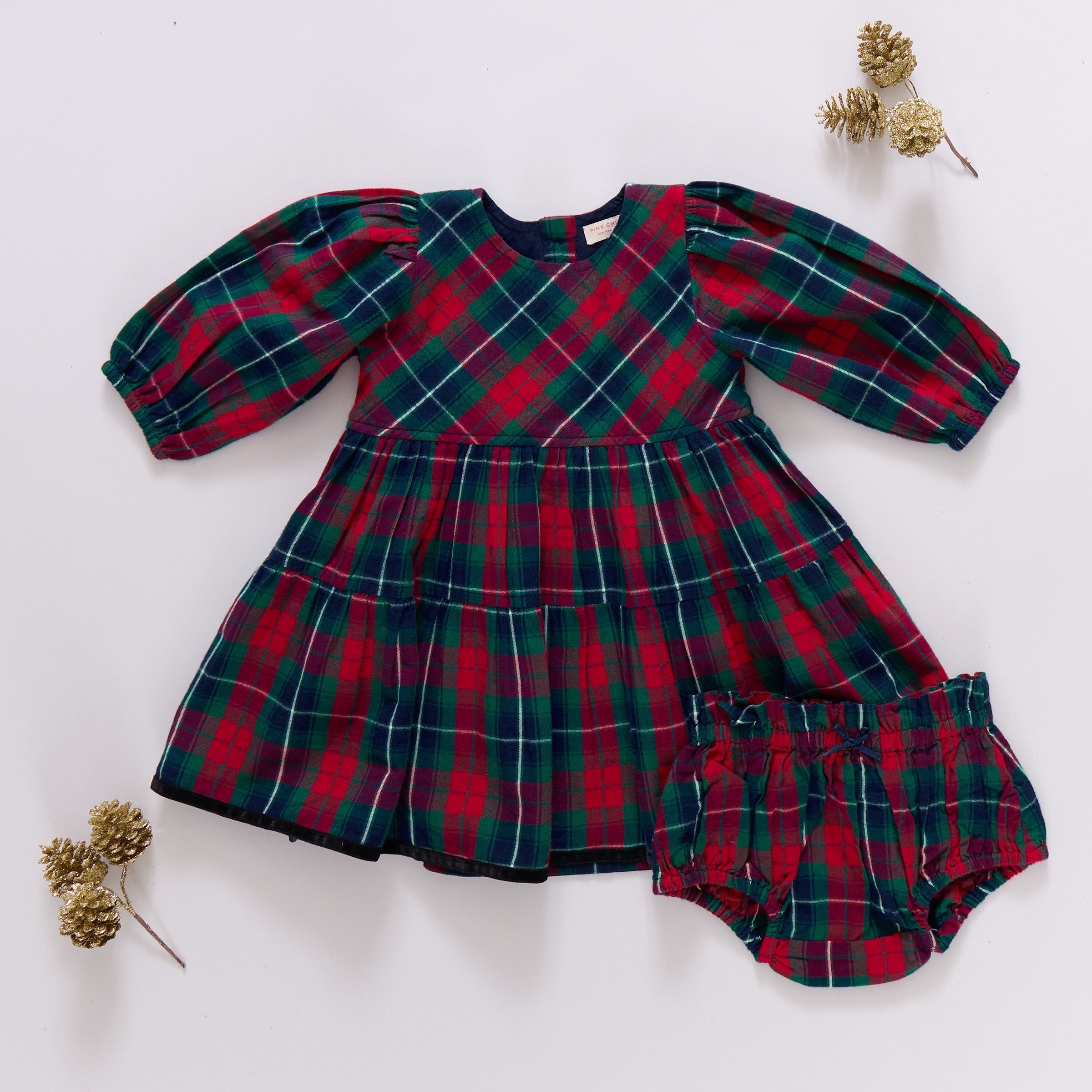 Pink Chicken Baby Girls Maribelle Dress Set - Red Tartan