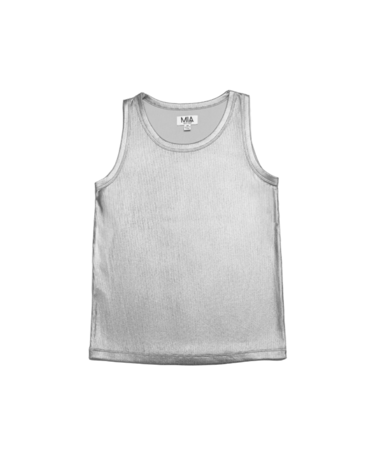 MIA New York Silver Metallic Tank