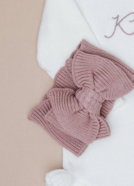 Pine Kids Ribbed Knit Bow Headband - Vintage Rose
