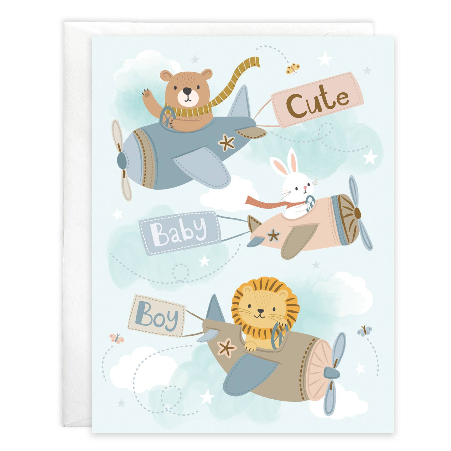 Gina B Designs Baby Greeting Card - Baby Boy Airplanes Front