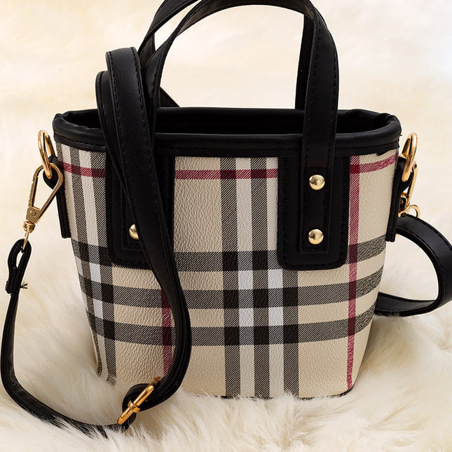 Plaid Inspired Bucket Bag