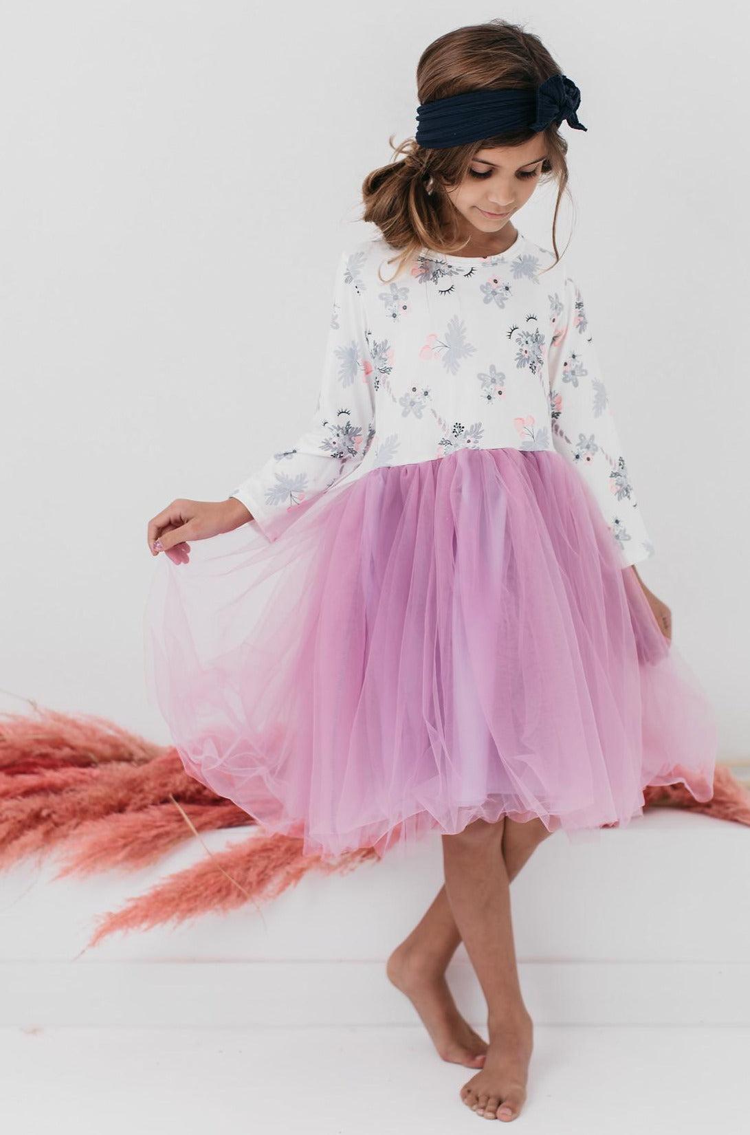 Model Wearing Mila & Rose Lilac Unicorn Dream Tutu Dress
