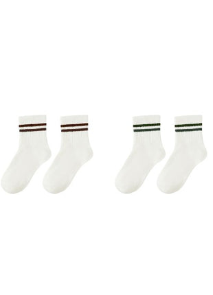 Rylee & Cru Stripe Socks, Set Of 2 || Brown + Green Stripe