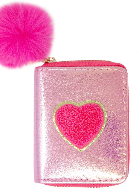 Tiny Treats & ZOMI Gems Shiny Heart Patch Wallet Hot Pink