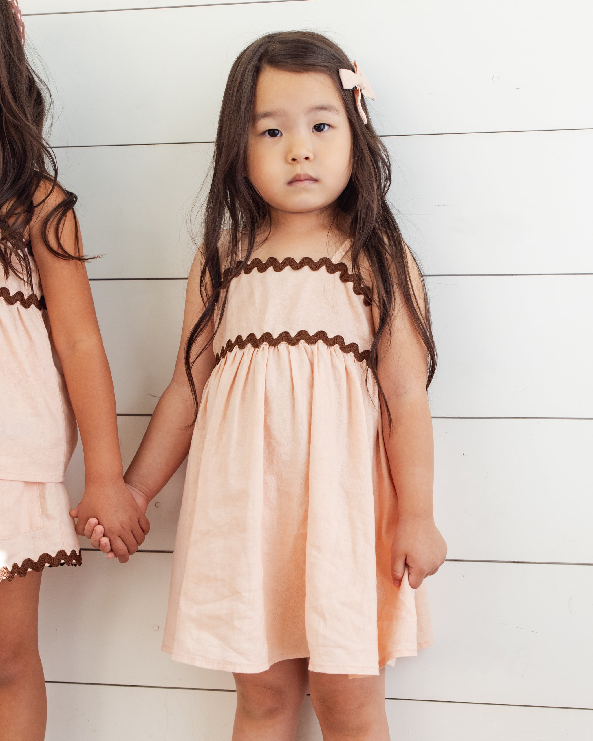 Model Wearing Rylee & Cru Ric Rac Dress || Blush