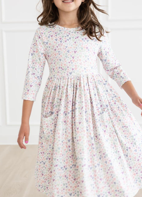 Model Wearing Mila & Rose One in a Million 3/4 Sleeve Pocket Twirl Dress