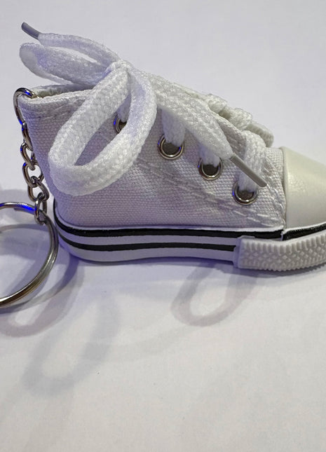 Love And Repeat Canvas Rubber Sole Sneakers Novelty Key Chain - White