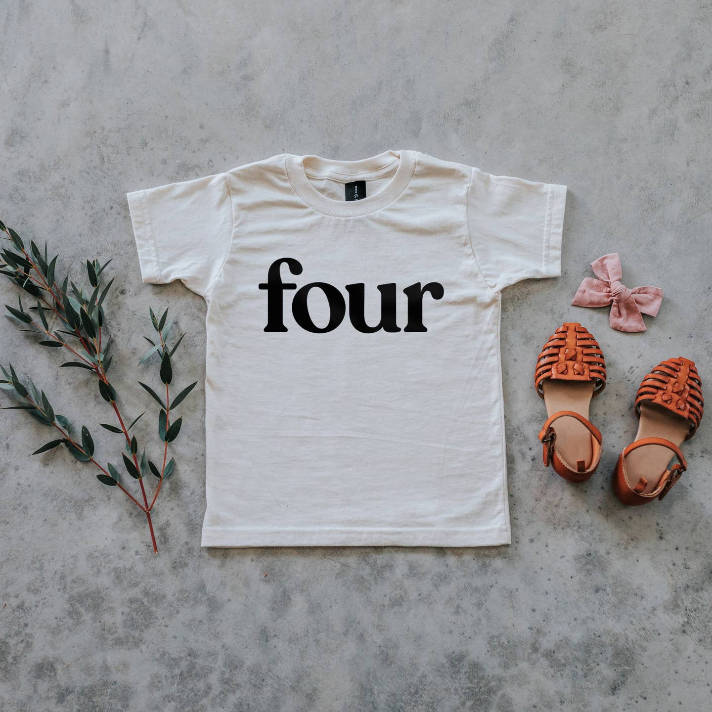 Gladfolk Four Modern Birthday Tee • Cream Organic Cotton Unisex Top