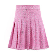 Lola And The Boys Pink Denim Sparkle Pleated Skirt Front