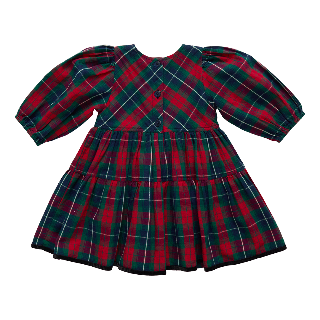 Pink Chicken Girls Maribelle Dress - Red Tartan Back