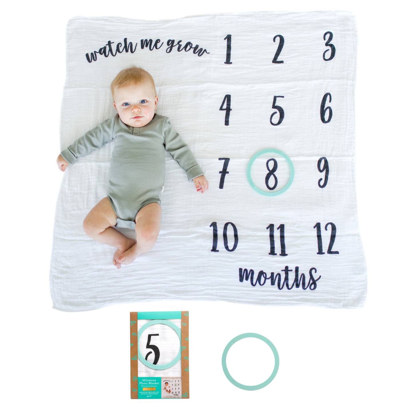 Kate & Milo Baby Monthly Milestone Blanket, Photo Prop