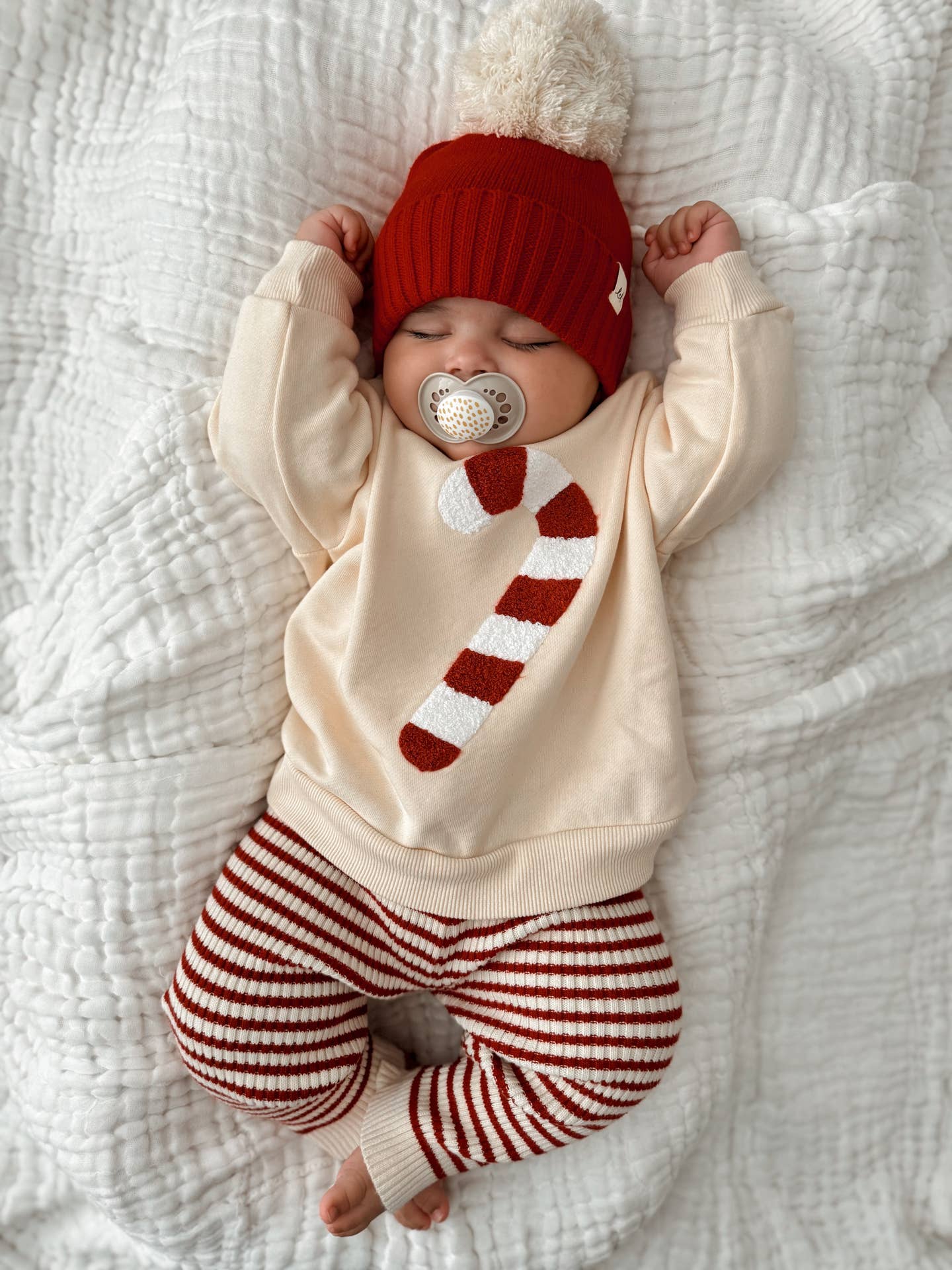 Model Wearing Luna + Luca Candy Cane Chenille Pullover