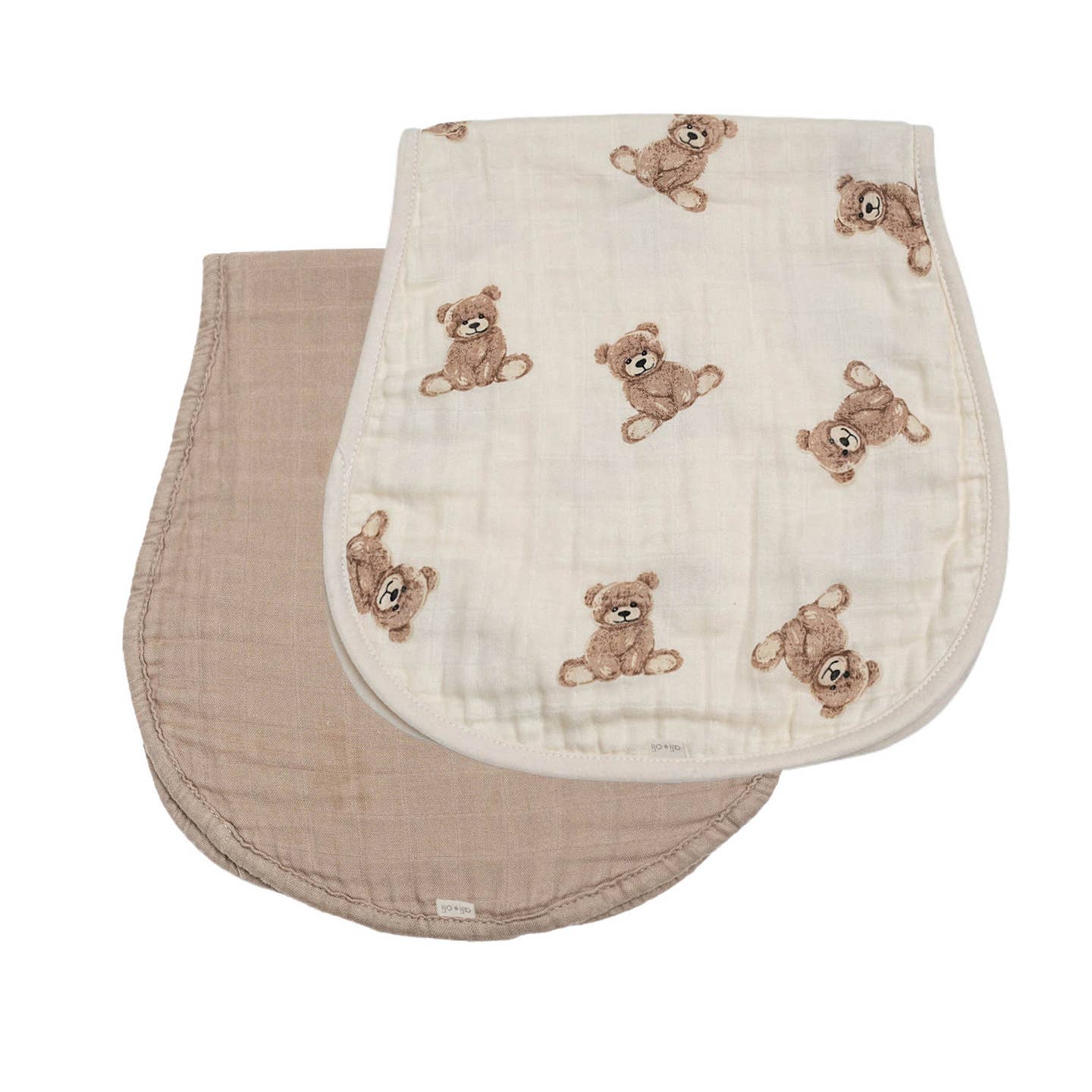 Ali + Oli Bamboo Muslin Burp Cloth Set 2-Pack (Teddy/Taupe)