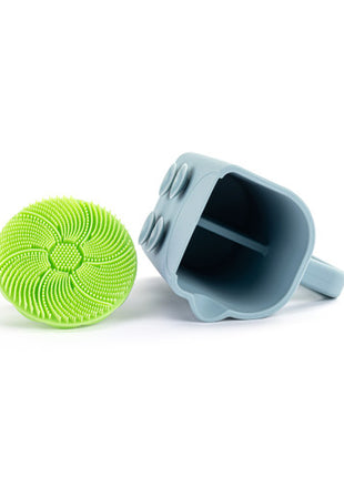 Demdaco Green Bathtime Brush + Blue Cup