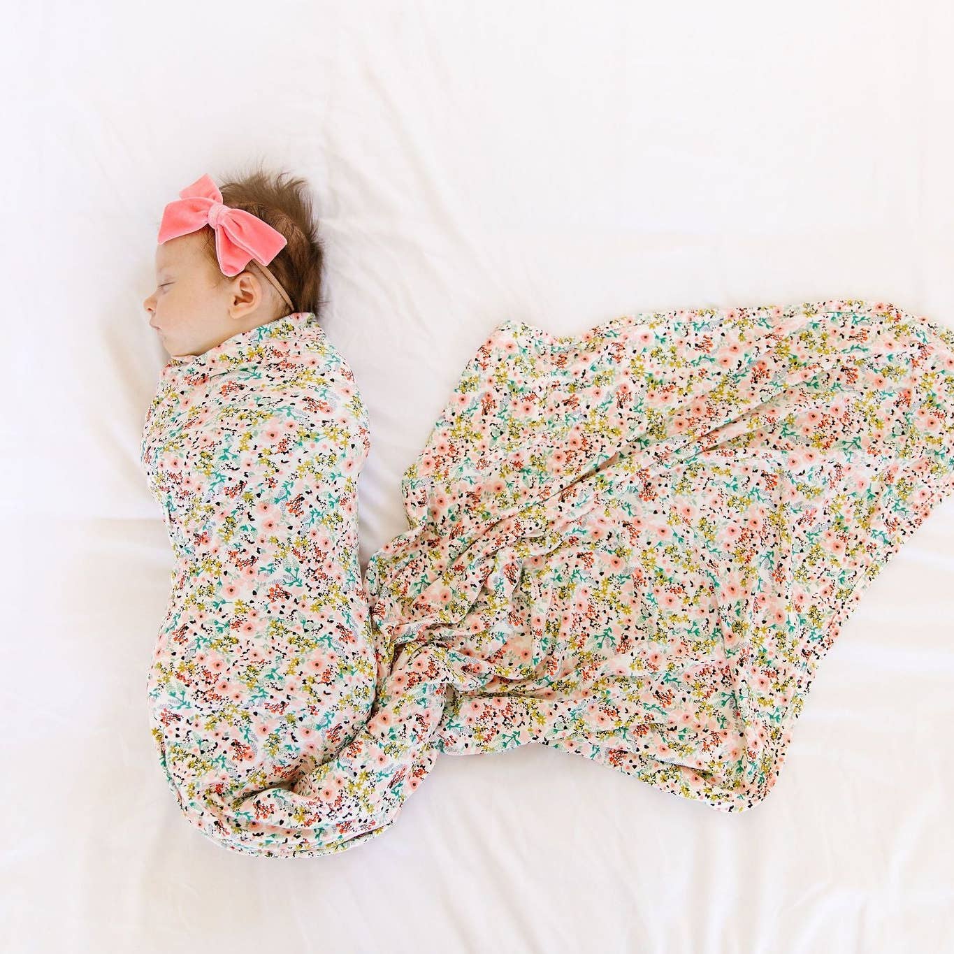 Model Using Lou Lou & Company Millie Swaddle Blanket