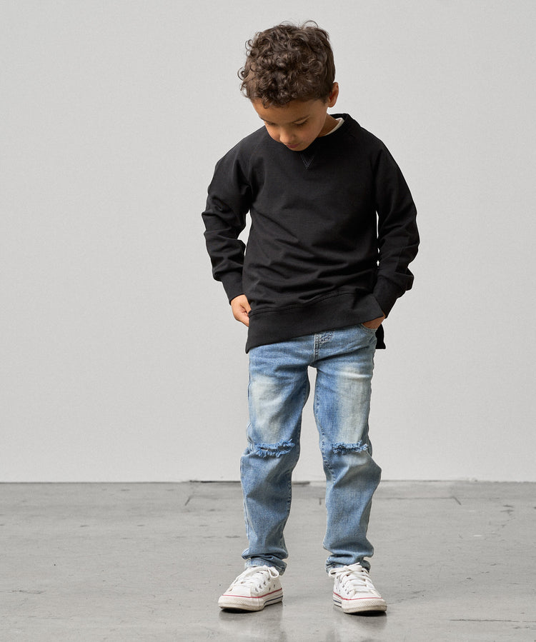 Model Wearing Little Bipsy Pullover - Black
