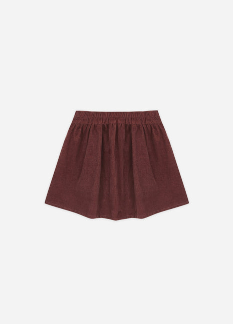 Rylee & Cru Button Front Mini Skirt || Burgundy Back