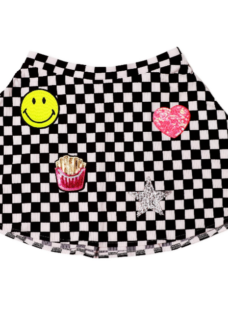 Checkered Patch Skirt
