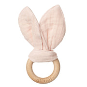 Ali + Oli Crinkle Bunny Ears Wooden Ring Teething Toy For Baby (Pink)