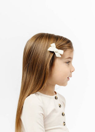 Ivory Linen Bow Clip