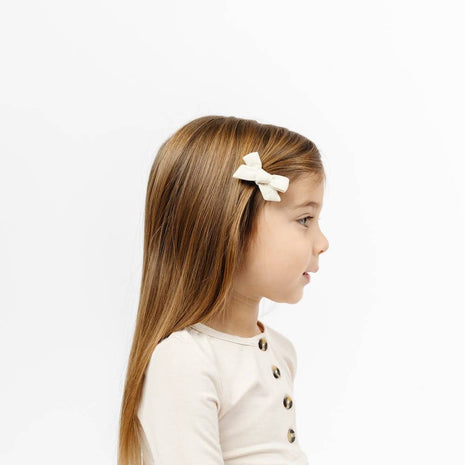Ivory Linen Bow Clip