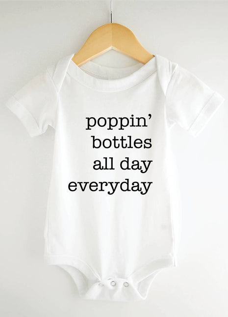Bump & Beyond Designs Poppin Bottles All Day Everyday, Funny Baby Onesie