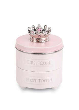 Demdaco Pink Princess Crown First Tooth & Curl Keepsake Box