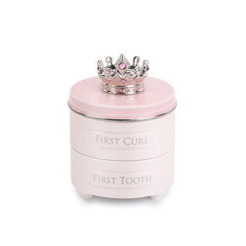 Demdaco Pink Princess Crown First Tooth & Curl Keepsake Box