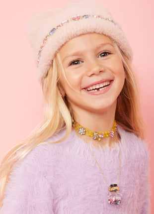 Model Wearing Cotton Candy Jeweled Beanie